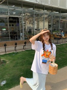 夏季新款老虎印花短袖图片