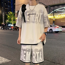 2024夏季新款港风外景大码菠萝格短袖套装M-5XHQ24467-特P50，男装休闲套装，电商A022