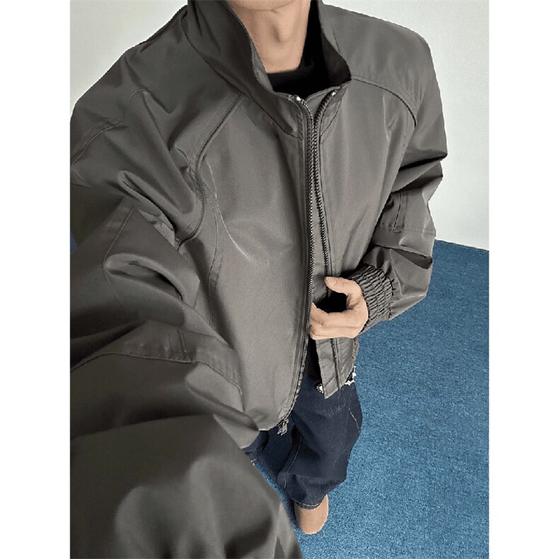 高品质春装新款老钱风美式高街解构立领棒球服飞行夹克休闲外套潮,男装夹克,电商A443