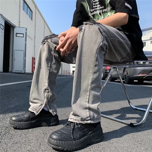 欧美高街牛仔裤男韩版潮流破洞个性2025夏季新款ins长裤RK320-P47图片