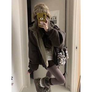 两面穿现货重磅短款座山雕棉衣男女双面穿毛毛绒棉服加厚外套图片