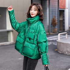 欧洲站短款港风2024年新款冬季亮面免洗小个子时尚洋气羽绒棉服，女装棉衣/棉服，火爆靓佳人