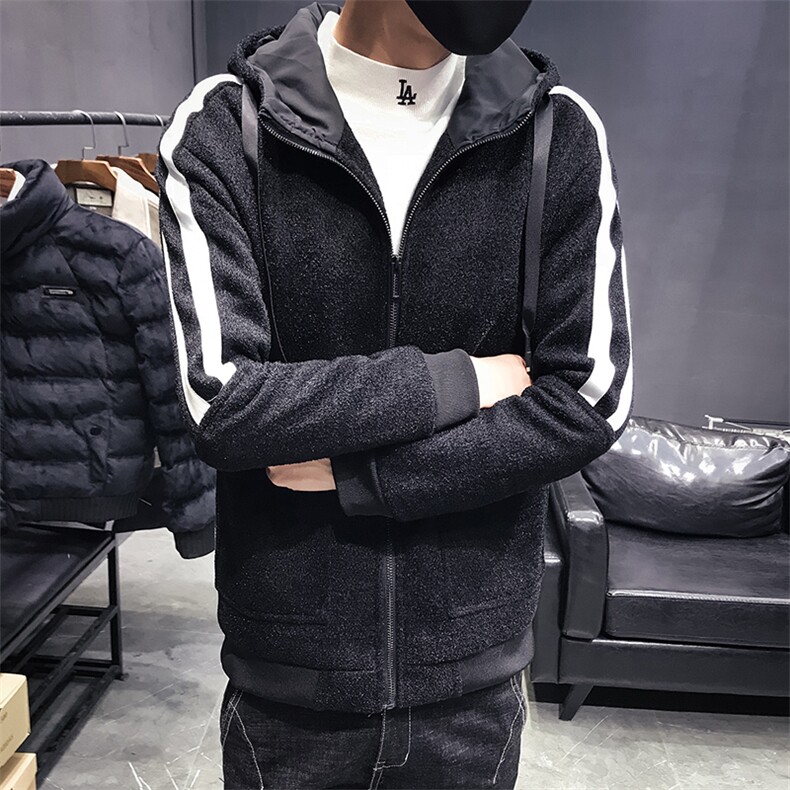 加绒加厚连帽蜈蚣纱修身韩版夹克外套男C301-JK70-P118,男装夹克,电商C301
