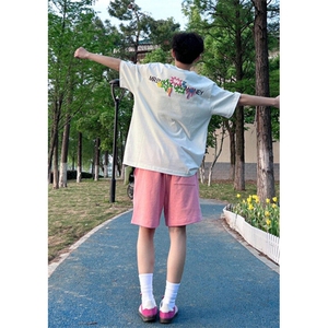 椰树星星牙刷绣M标夏季短袖t恤男女宽松潮半袖 T8012图片