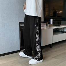 oversize排扣裤2021腰果花小众设计感hiphop裤子男直筒K744-P35，男装休闲裤，星座512-2