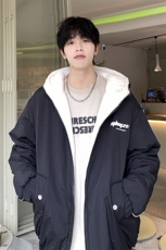 XZ213-MY53-P128控148港风大码加绒双面穿连帽保暖棉服男潮冬季，男装棉衣，星座213