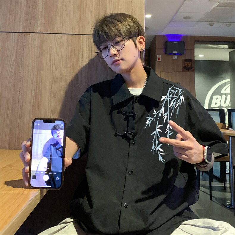 ！2025夏季新款男士新中式短袖衬衫情侣风衬衣CS101特P33,男装衬衫,电商B220