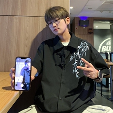 ！2025夏季新款男士新中式短袖衬衫情侣风衬衣CS101特P33，男装衬衫，电商B220