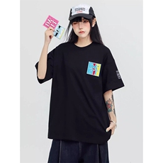 万针全刺绣工艺抖音得物高品质260克重磅纯棉双纱美式高街短袖T恤，男装T恤，电商A486-1