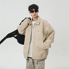 PU皮工装翻领夹克2025秋季痞帅潮流二开外套XZ301b-2-JK2591P75，男装夹克，星座301B-2（原A443-1）