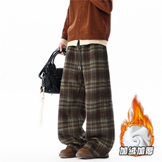 K99140JR-P50特大码加绒加厚【一件过冬】格子裤休闲裤，男装卫衣，电商D232