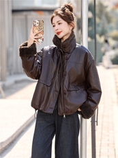 羊羔毛内胆皮毛一体外套，女装皮草，采品优优