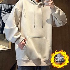 大码450G重磅奥利绒加厚烧花麂皮绒连帽卫衣P65控88常规P58控78，男装卫衣，电商A422-1