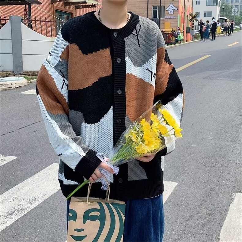 美式街头设计感圆领毛衣男慵懒风休闲针织衫M32P53,男装针织衫/毛衣,星座1116-2