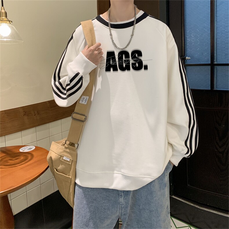 美式三杠条纹复圆领卫衣秋冬男女宽松长袖SW2475-P45控6850棉,男装卫衣,电商B370