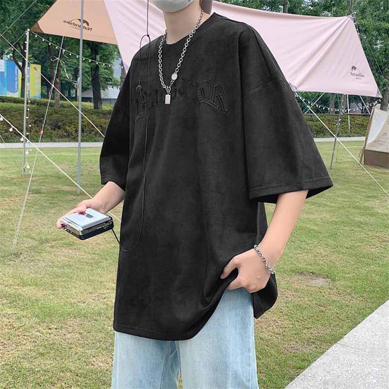 潮复古短袖t恤男设计感小众刺绣上衣情侣潮T018-P33,男装T恤,星座308B-1