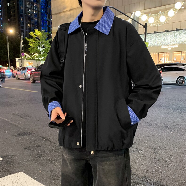 美式格子拼接cleanfit外套男设计感小众高级夹克JK265-P70,男装夹克,星座308B-2