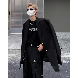 2023情侣春秋季美式复古西装外套男潮牌宽松设计感西服图片