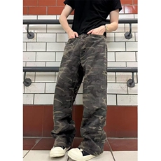 高街复古小众设计感迷彩牛仔裤男宽松直筒阔腿百搭长裤KB219，男装牛仔裤，星座1116A（原606A-3）