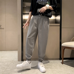 裤子男韩版潮流春夏季新款九分小西裤男士修身西装裤休闲束脚长裤图片