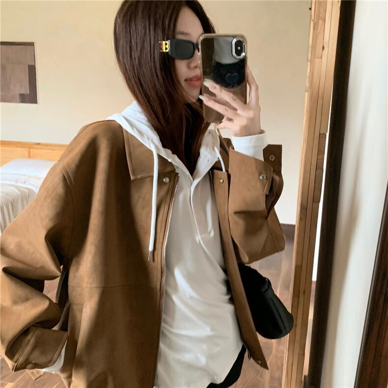 秋季新款复古小众宽松休闲口袋长袖麂皮绒棒球服夹克外套JKK776,男装夹克,星座516A
