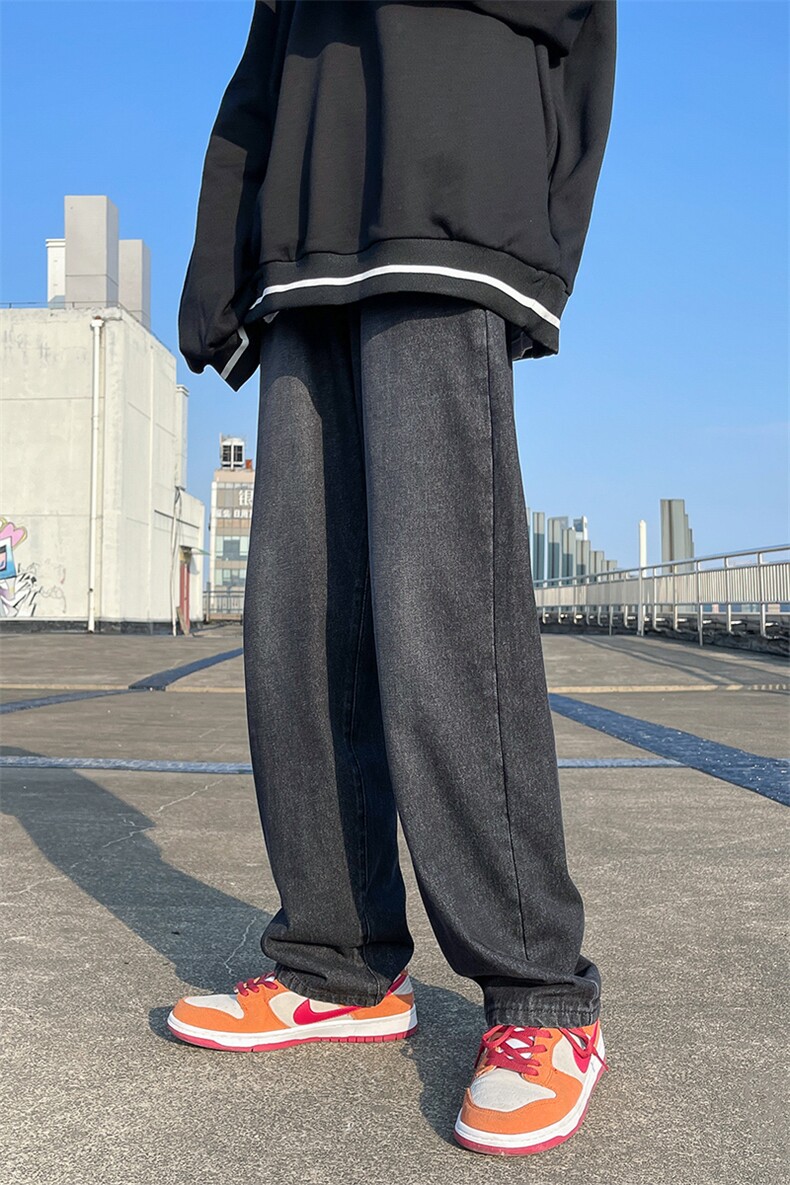 推荐！港风宽松潮流直筒牛仔长裤男女B377-N680-P4558,男装牛仔裤,电商B377