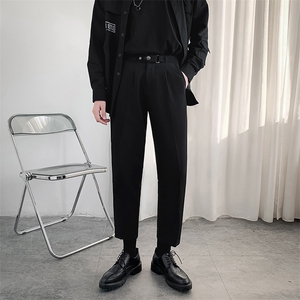 裤子男韩版潮流秋冬季新款九分小西裤男士修身垂感西装裤休闲长裤图片