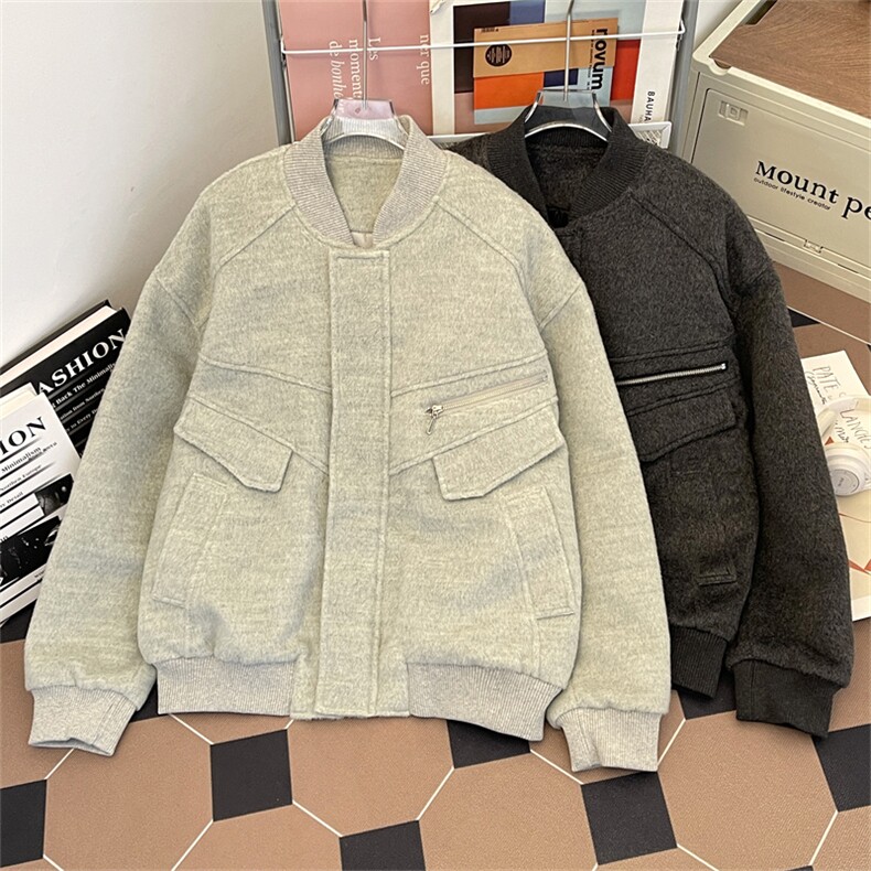 加棉外套男款秋冬高级感痞帅潮牌夹克男装棉衣JK09343-P113图片