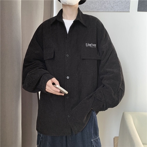 灯芯绒衬衫男长袖新款韩版高级感休闲外套百搭帅气衬衣 9025/P45图片