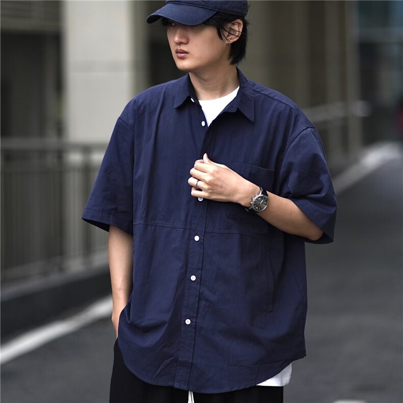 衬衫男短袖港风潮流文艺帅气2023夏季新款ins日系外套CY430-P38,男装衬衫,星座412-3
