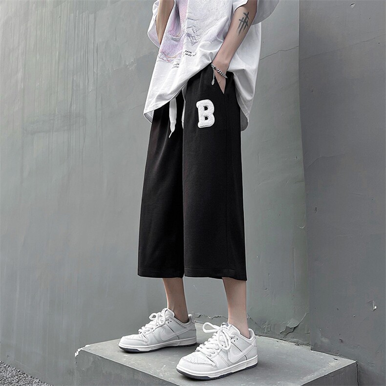 2022夏装新款港风学生休闲华夫格七分裤短裤B221-LK22014-P45,男装休闲裤,电商B221