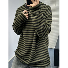 冬季复古慵懒风宽松休闲拼色条纹圆领针织衫套头毛衣男M7193，男装针织衫/毛衣，星座1116A（原606A-3）