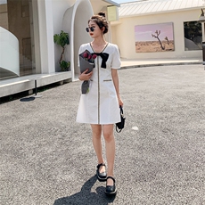 现货-蝴蝶结小香风连衣裙女夏2023新款时尚气质轻奢小个子裙子，女装连衣裙，霓裳依族