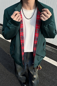 8XL-M美式复古棒球服外套男特大码潮牌双拉链立领夹克衫JK005P85图片