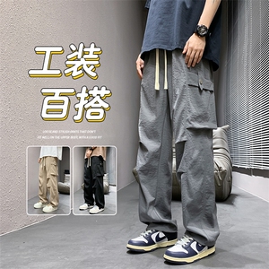 直播数据款 春季新款大口袋伞兵裤宽松直筒休闲裤工装裤 K515-P42图片