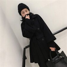特价款现货双排扣纯手工缝制秋冬新款双面羊毛呢外套配腰带,女装双面呢大衣,丝露怡语