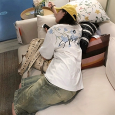 万针全刺绣解构设计260克重磅双纱纯棉高品质美式高街短袖T恤特35，男装T恤，电商A486