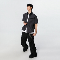 夏季新款水洗棉布拉链短袖衬衣CS413-P55控78，男装衬衫，电商A072