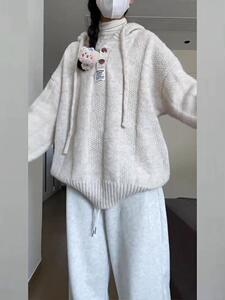 纯澳毛材质宽松休闲羊毛帽衫图片