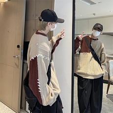 针织衫男士韩版潮流拼色高街帅百搭2024冬季新款ins毛衣MZ580-P48，男装针织衫/毛衣，星座412-3