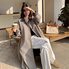 灰色高级感毛呢大衣女长款赫本风羽绒内胆呢子外套H6106P245K368，女装毛呢外套，维壹