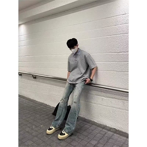 【有货】DT156-特P35设计感条纹翻领拼接假两件POLO衫男短袖夏季图片