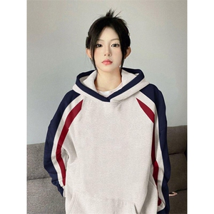 【有货】FB00CC-常规特P45 加绒特P55 拼接条纹卫衣男连帽外套图片