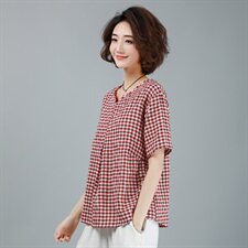 衬衫时尚潮流舒适2021年夏季V领套头短袖个性气质，女装衬衫，叶笙衣