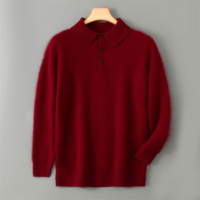 2025年秋季套头长袖青春流行POLO领，男装羊毛衫，暮绒羊羊绒