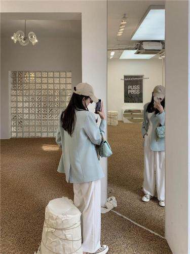 【春装新款】自制单色围脖西装，女装西装，F/TU