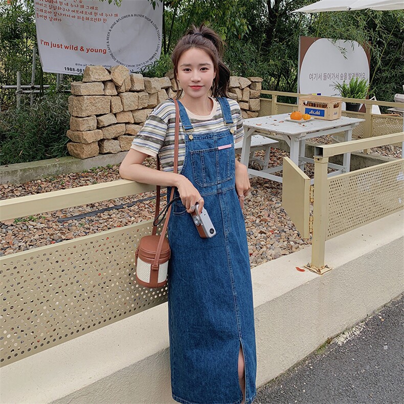 牛仔背带裙套装女2023年夏季新款设计小众小个子连衣裙两件套女,女装套装/套裙,辉之琳
