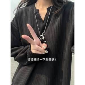 XZ809A/SYR48/特P24/控48    肌理感V领长袖T恤卫衣图片