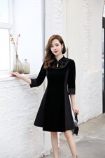 烧花拼接连衣裙，女装连衣裙，艾妮莉