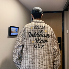 港风小香风衬衫男大码M-5XL中性情侣潮衬衫男CCS8019P45加绒P55，男装衬衫，星座227-7